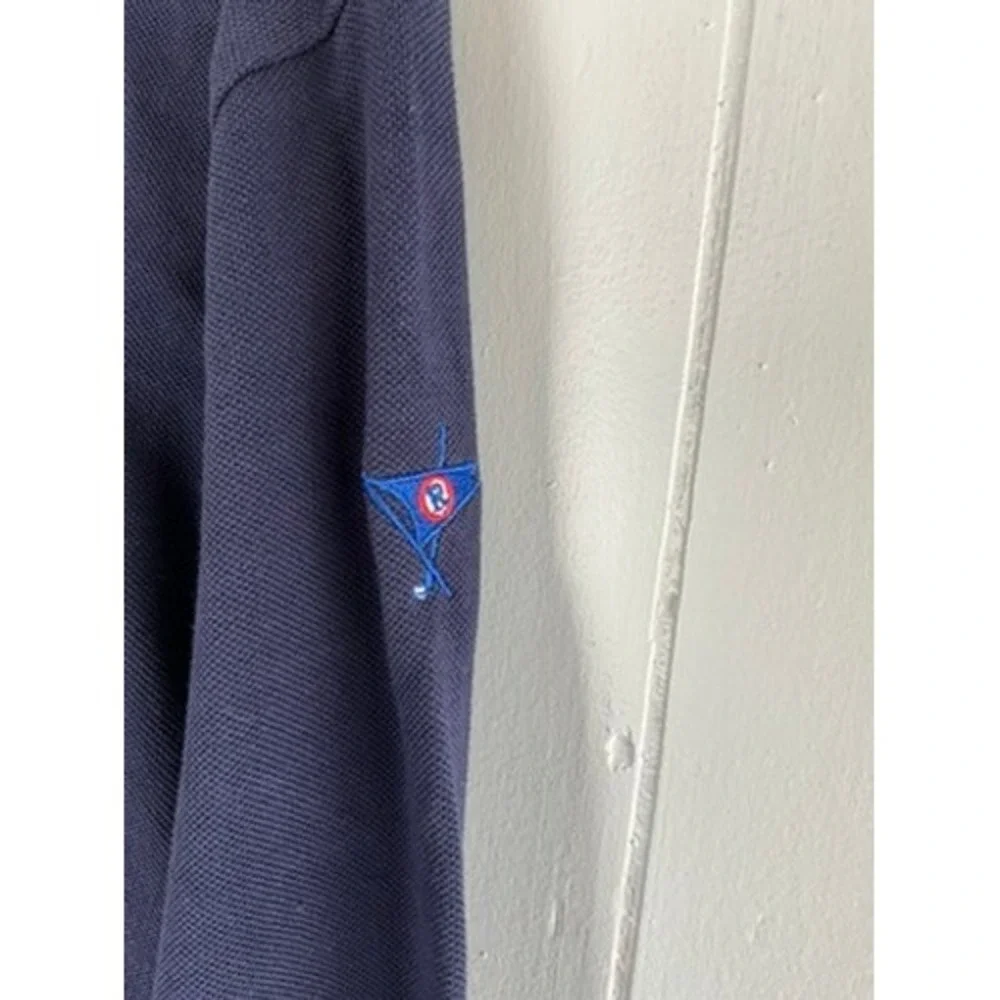 Criquet Mens Navy Blue 100% Organic Cotton Pique Quarter Zip Pullover Size M